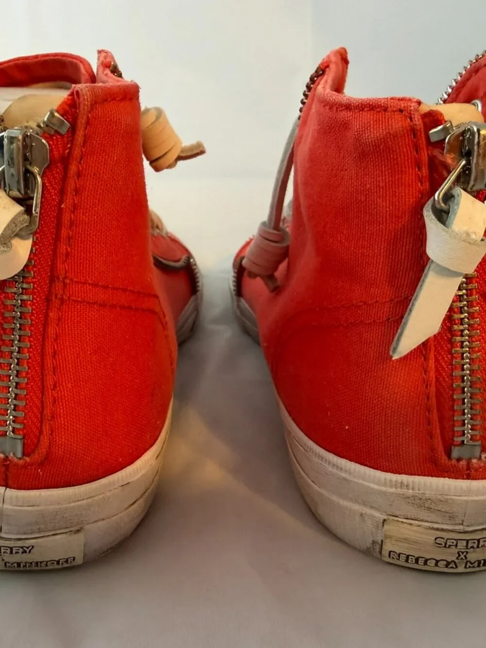 Sperry X Rebecca Minkoff  High Top Sneakers, Orange Women Size 9 NEW
